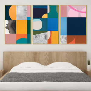 Abstract Collage Canvas Art Clock Canvas