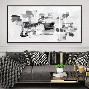 Abstract Noir Palette Canvas Art 50 x 25cm / Rolled Prints Clock Canvas