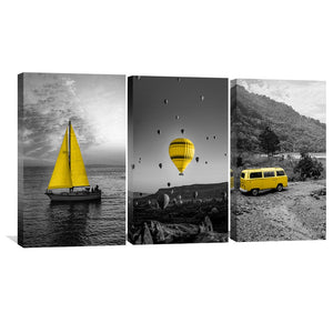 Adventure Yellow Canvas Art Clock Canvas