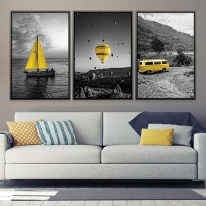 Adventure Yellow Canvas Art Clock Canvas