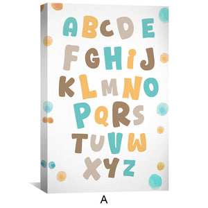 Alphabets Numbers and Whiskers Canvas Art A / 12 x 18in / Canvas Clock Canvas