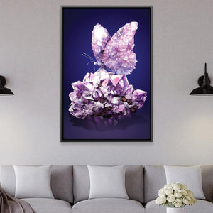 Amethyst Butterfly Canvas Art Clock Canvas
