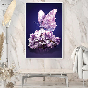 Amethyst Butterfly Canvas Art Clock Canvas