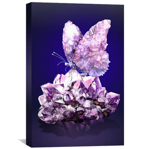 Amethyst Butterfly Canvas Art Clock Canvas
