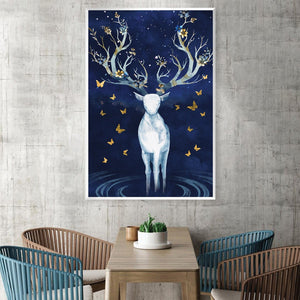 Antlers and Butterflies Canvas Art Clock Canvas