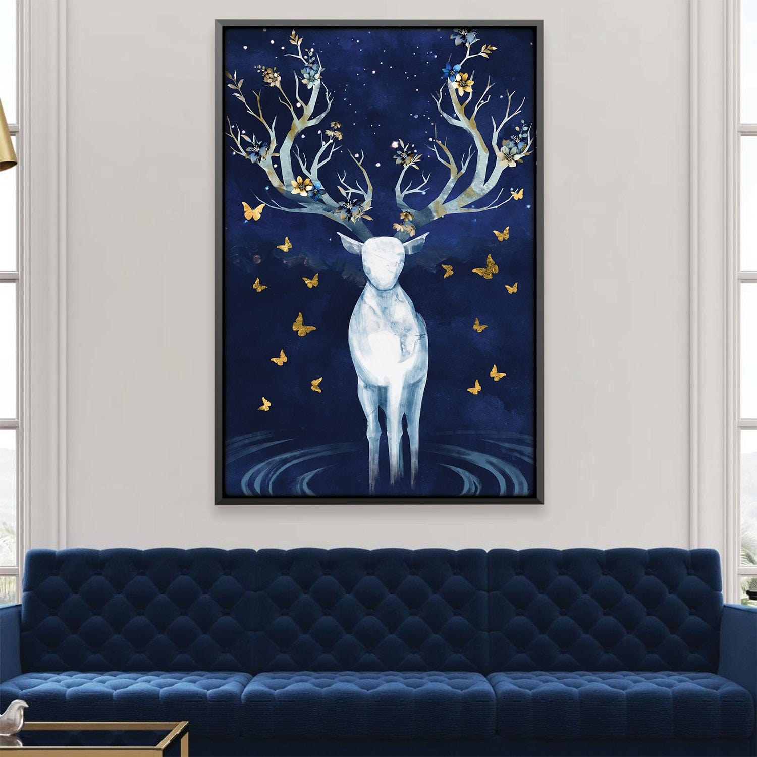 Antlers and Butterflies Canvas Art Clock Canvas