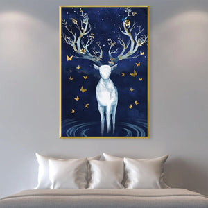 Antlers and Butterflies Canvas Art Clock Canvas
