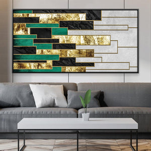 Aqua Gold Labyrinth Canvas Art Clock Canvas