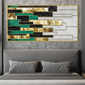 Aqua Gold Labyrinth Canvas Art Clock Canvas