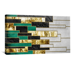 Aqua Gold Labyrinth Canvas Art Clock Canvas