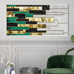 Aqua Gold Labyrinth Canvas Art Clock Canvas