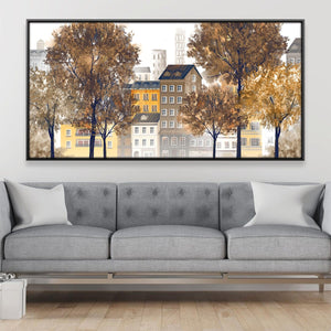 Autumn in the Square Canvas Art 20 x 10in / Canvas Clock Canvas