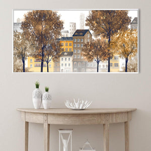 Autumn in the Square Canvas Art Clock Canvas