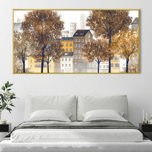 Autumn in the Square Canvas Art Clock Canvas