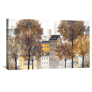 Autumn in the Square Canvas Art Clock Canvas