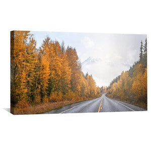 Autumn Mountain Drive Canvas Art Clock Canvas
