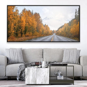 Autumn Mountain Drive Canvas Art Clock Canvas