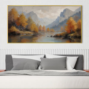Autumns Canal Canvas Art Clock Canvas
