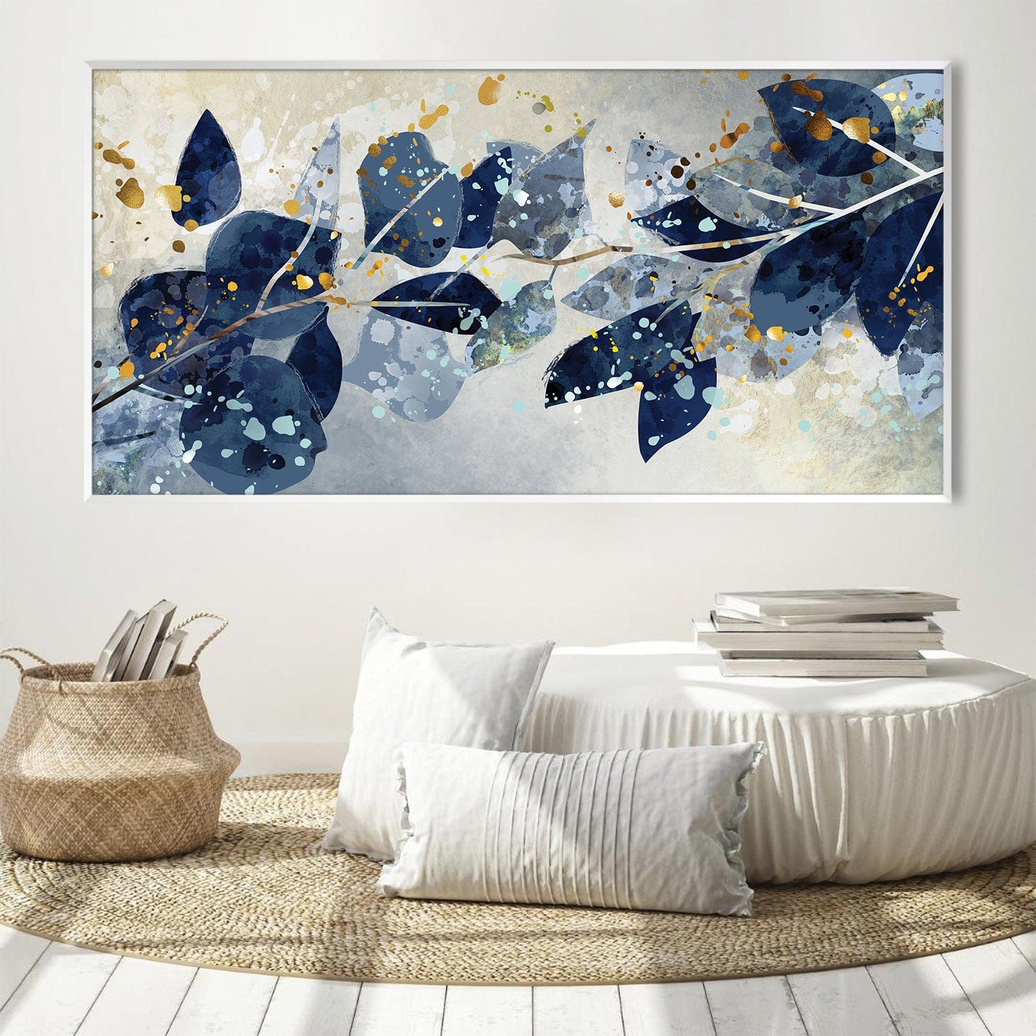 Azure Bloom Canvas Art Clock Canvas