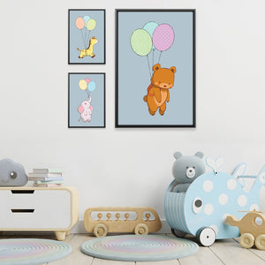 Balloon Buddies Canvas Art Set of 3 / 12 x 18in / Canvas Clock Canvas