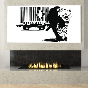 Banksy Barcode Leopard Canvas Art Clock Canvas