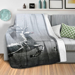 Banksy Christmas Blanket Blanket Clock Canvas