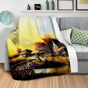 Banksy Countryside Graffiti Blanket Blanket Clock Canvas