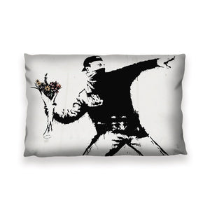 Banksy Flower Thrower Cushion Cushion 13 x 19in Clock Canvas