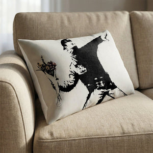 Banksy Flower Thrower Cushion Cushion 13 x 19in Clock Canvas