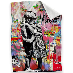 Banksy Forever Love Blanket Blanket 30 x 40in Clock Canvas