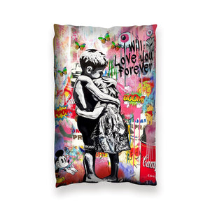 Banksy Forever Love Cushion Cushion 13 x 19in Clock Canvas
