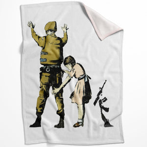 Banksy Girl And Soldier Blanket Blanket 75 x 100cm Clock Canvas