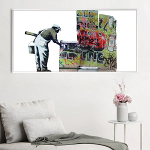 Banksy Graffiti Wallpaper Canvas Art Clock Canvas