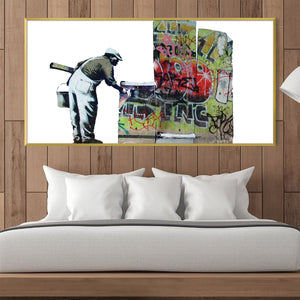 Banksy Graffiti Wallpaper Canvas Art Clock Canvas