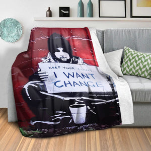 Banksy Keep Your Coins Blanket Blanket Clock Canvas