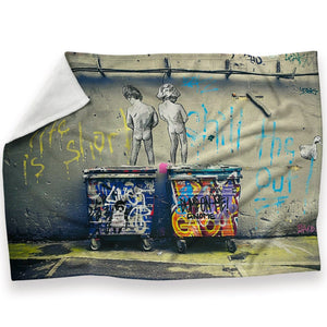 Banksy Life is Short Blanket Blanket 30 x 40in Clock Canvas