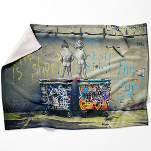 Banksy Life is Short Blanket Blanket 75 x 100cm Clock Canvas