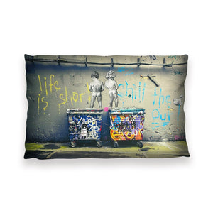 Banksy Life is Short Cushion Cushion 13 x 19in Clock Canvas