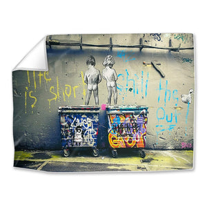 Banksy Life Is Short Easy Build Frame Art Fabric Print Only / 40 x 30in Clock Canvas