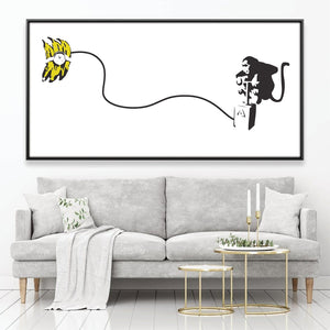 Banksy Monkey Banana Bomb Canvas Art 50 x 25cm / Framed Prints Clock Canvas