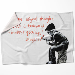 Banksy One Original Thought Blanket Blanket 75 x 100cm Clock Canvas
