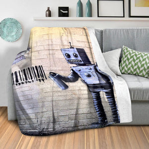 Banksy Robot Blanket Blanket Clock Canvas