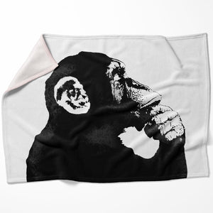 Banksy The Thinker Monkey Blanket Blanket 75 x 100cm Clock Canvas