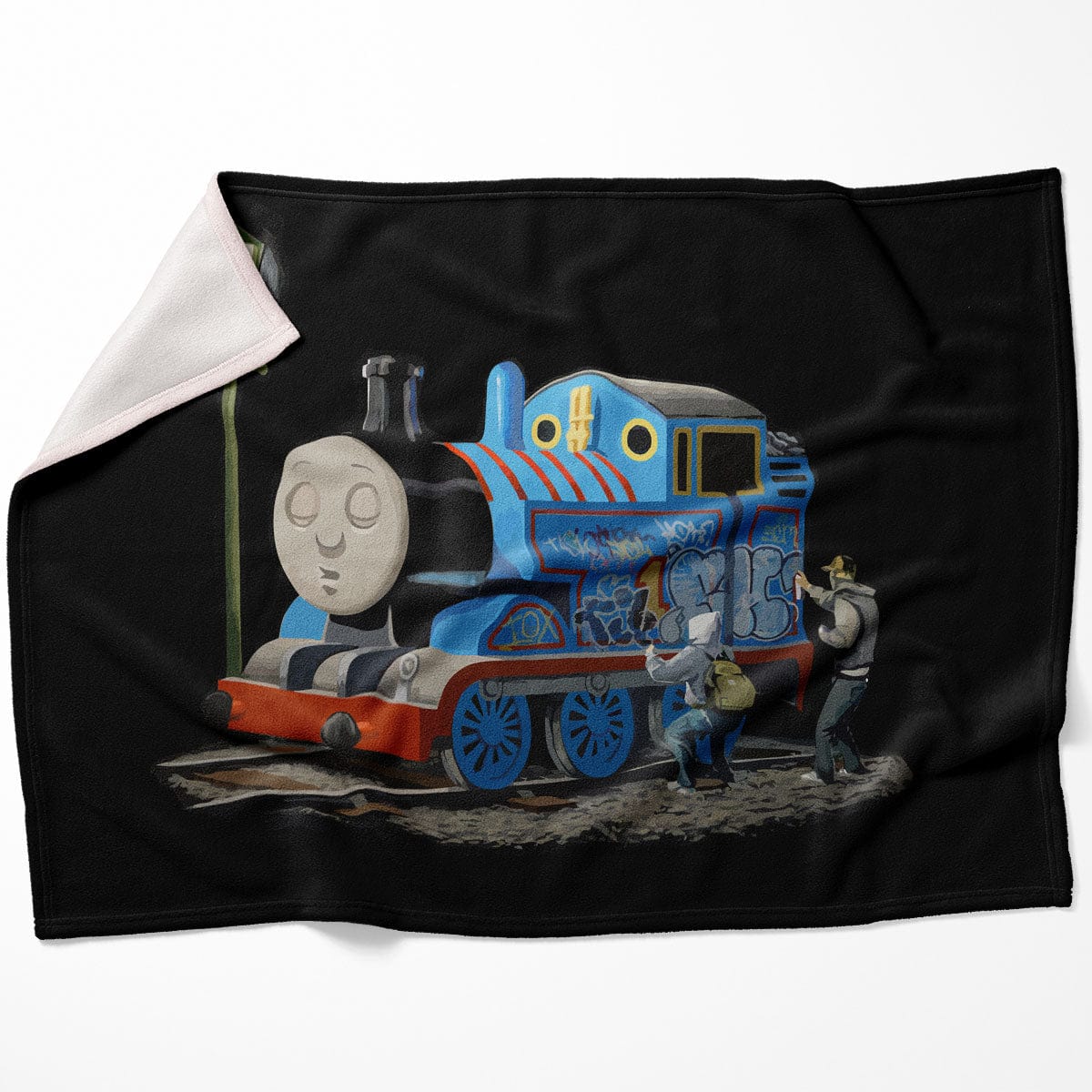 Banksy Thomas the Tank Engine Blanket Blanket 75 x 100cm Clock Canvas