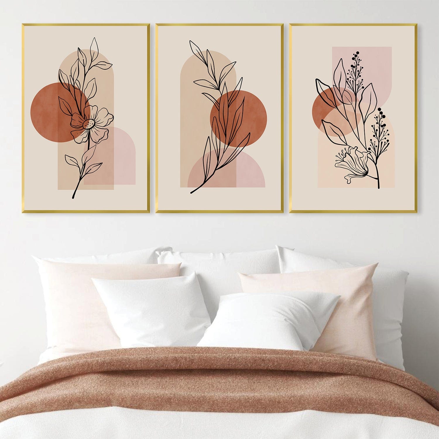 Beige Foilage Canvas Art Clock Canvas
