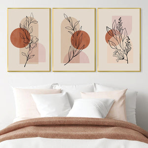 Beige Foilage Canvas Art Clock Canvas