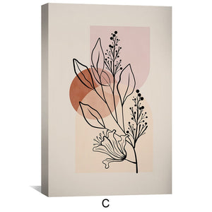 Beige Foliage Canvas Art Clock Canvas