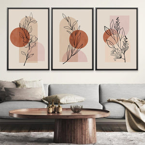 Beige Foliage Canvas Art Clock Canvas