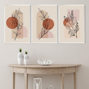 Beige Foliage Canvas Art Clock Canvas