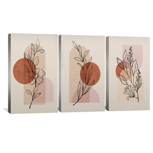 Beige Foliage Canvas Art Clock Canvas